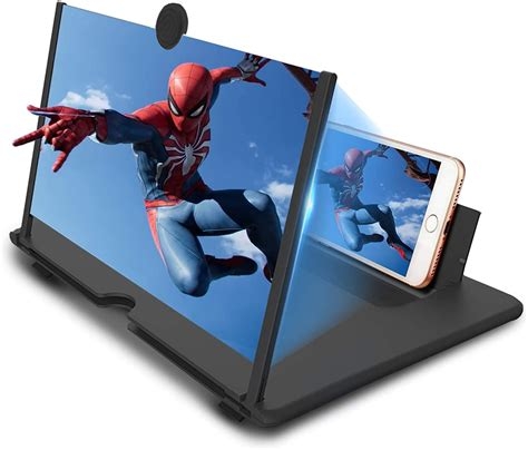 Black Mobile Phone 3D HD Magnifier Screen Expanders for Movies, Videos, and Gaming – Foldable Phone Stand with Screen Amplifier – Compatible with All Smartphones