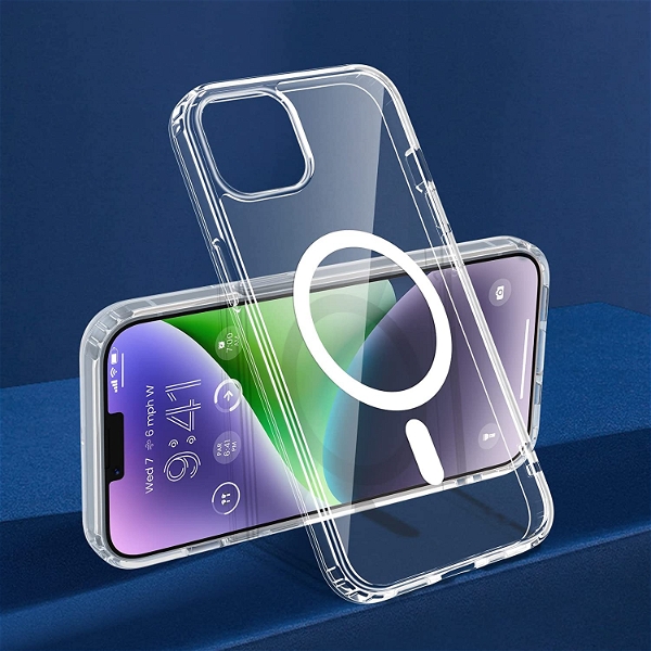 Clear Case Compatible with iPhone Magnetic Case with Built-in Magnets Compatible with MagSafe, Crystal Clear Slim Soft TPU Cover for iPhone - iPhone 14