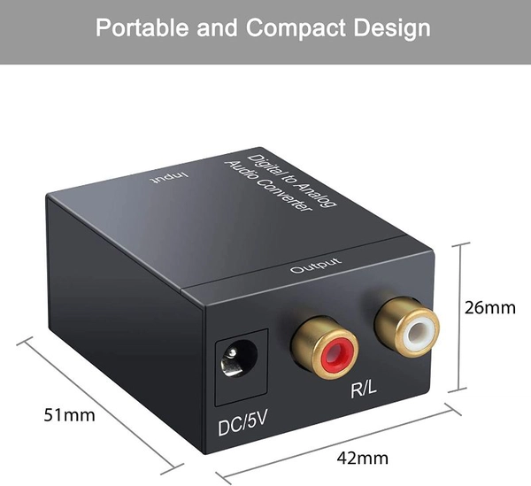 Digital to Analog Audio Converter DAC Digital SPDIF Optical to Analog L/R RCA Adapter Toslink Optical to 3.5mm Jack Adapter with Fiber Cable and USB Cable for PS3 HD DVD PS4 Amp Apple TV Home Cinema