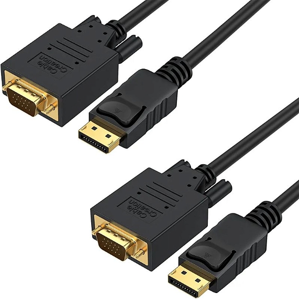 DP to VGA Cable 6 FT, DisplayPort to VGA Cable Gold Plated 1080p@60Hz, DP Male to VGA Male Cable, Black