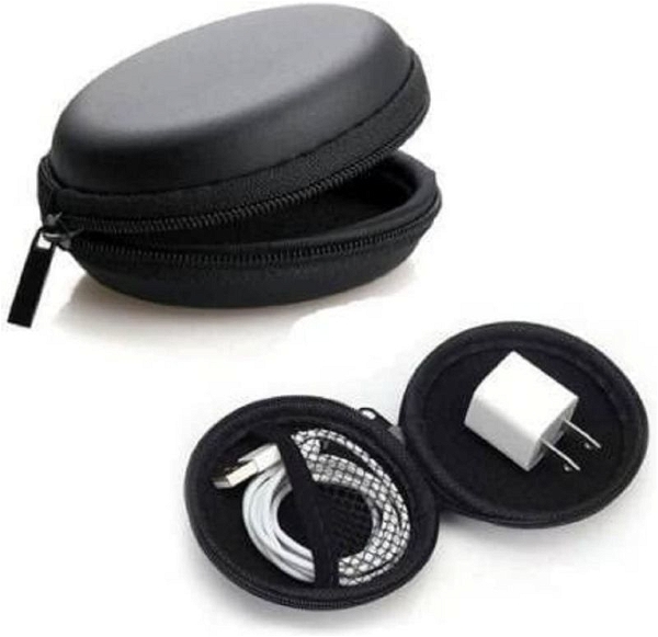 Hard Carrying Case Portable Protection Storage Bag for Earphone Headset Headphone Black (Pack of 2)