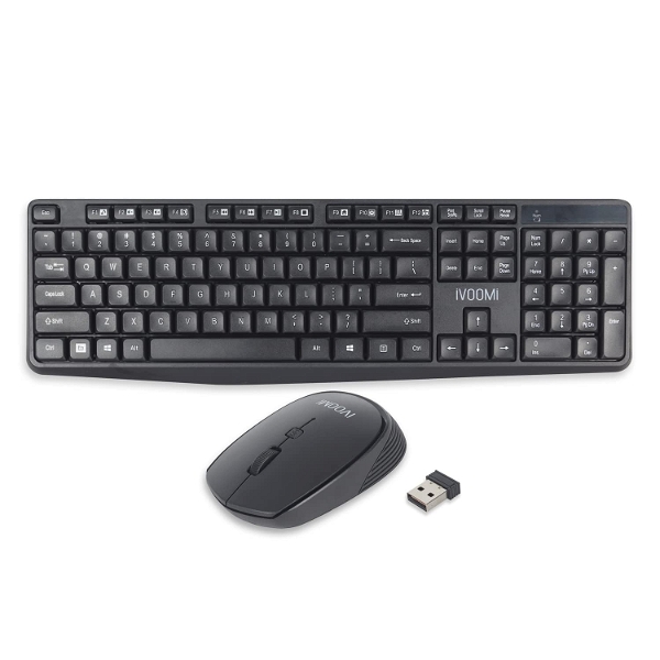 iVOOMi Spice IV-101KMC Wireless, Spill Resistant, Plug & Play Keyboard & Mouse Combo, Black