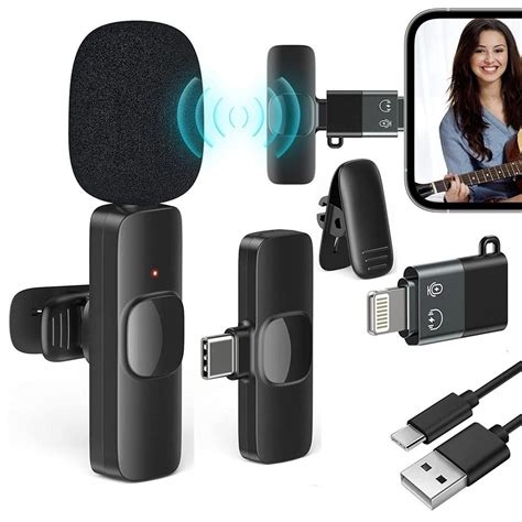 K9 Dual Wireless Microphone, Digital Mini Portable Recording Clip Mic with Receiver for All Type-C Mobile Phones Camera Laptop for Vlogging YouTube Online Class, Zoom Call