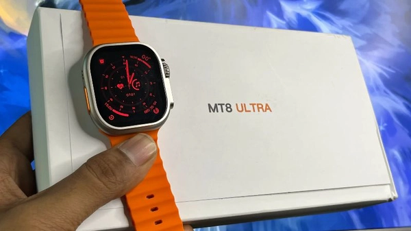 MT 8 Ultra Latest Bluetooth Calling Series 8 AMOLED High Resolution with All Sports Features & Health Tracker, 5 Days Long Wireless Charging Battery, Bluetooth Unisex Smart Watch With logo - Orange