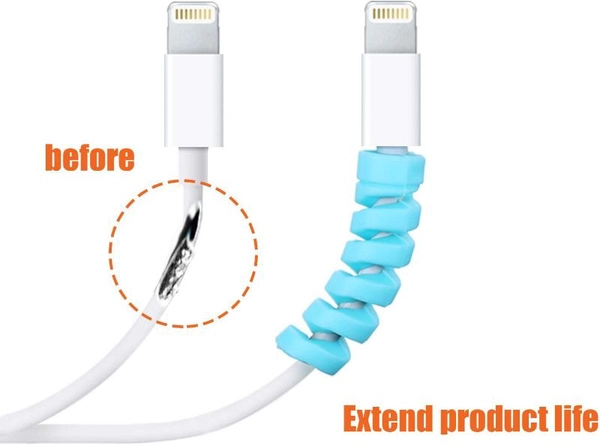 Multicoloured Protection Spiral Cable & Wire Protectors Spring Wire for All Wired Accessories for USB Charger, Data Cable, Earphone, Elastic Cord Saver - (Pack of 2)-8 Pcs