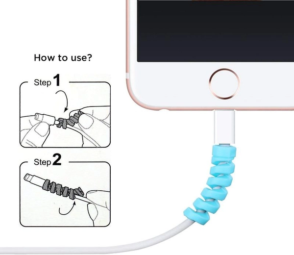 Multicoloured Protection Spiral Cable & Wire Protectors Spring Wire for All Wired Accessories for USB Charger, Data Cable, Earphone, Elastic Cord Saver - (Pack of 2)-8 Pcs