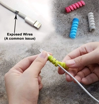 Multicoloured Protection Spiral Cable & Wire Protectors Spring Wire for All Wired Accessories for USB Charger, Data Cable, Earphone, Elastic Cord Saver - (Pack of 2)-8 Pcs