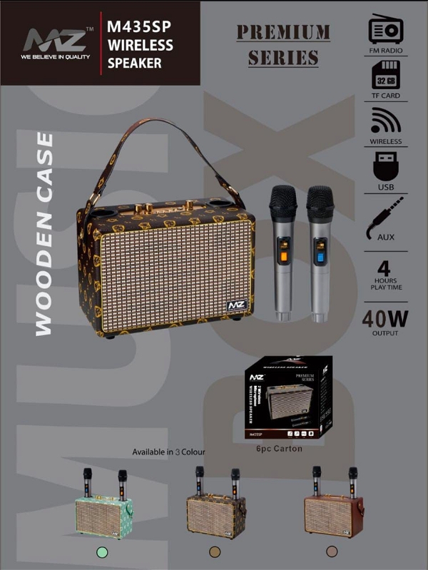 MZ M435SP Wireless Speaker Preium series Wooden Case