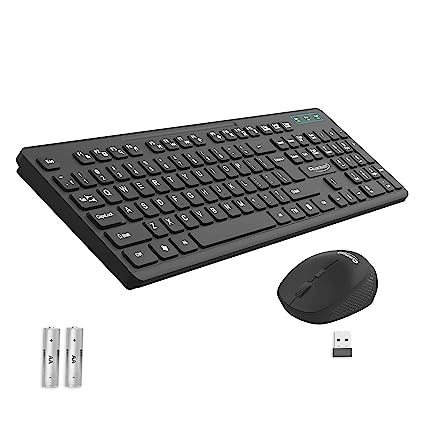 Quantum Wireless Keyboard and Mouse Set, 12 Months* Battery(Cells Included), Nano Receiver, Silent Keys 800/1200/1600 DPI, Chiclet Keys Spill Resistant Keyboard for PC/Laptop, 1 Yr Warranty (Black)