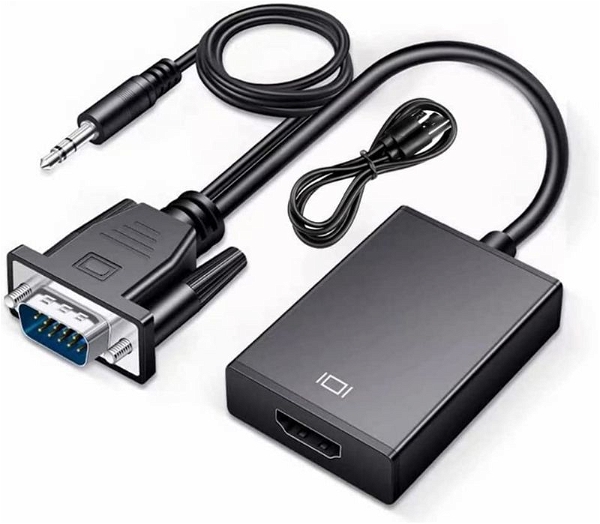 VGA to HDMI Adapter VGA to HDMI Converter VGA Male to HDMI Female with 3.5MM Audio Jack Full HD 1080P for Connecting Monitor PC Laptop Computer Desktop HDTV Projector DVD Office Meeting