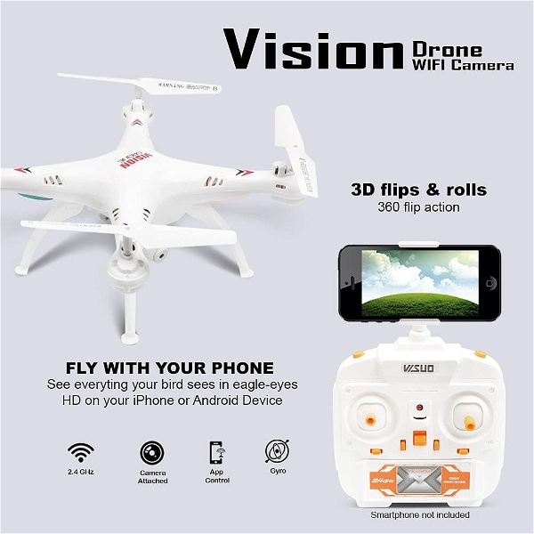 Vision Kids Quad Copter Remote Control Drone for Boys and Girls (White)