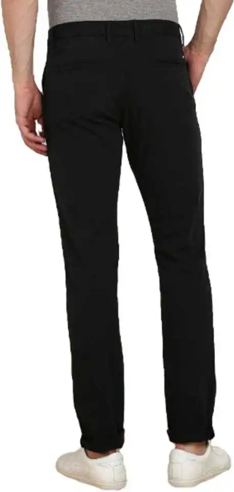 Fashion Trendy Men Black Solid Cotton Blend Trousers - 30
