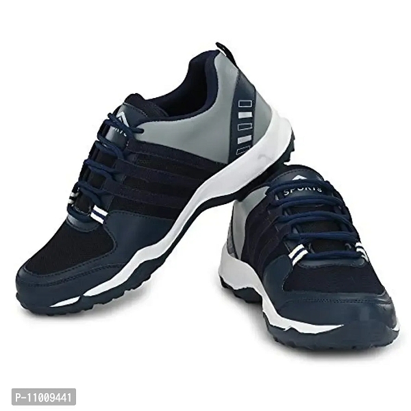 Runway Shoe Mens Navy Blue Comfortalbe Synthetic Mesh Lace Up Sports/Running/Walking/Gym/Joggin Shoe  - 8