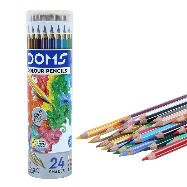 Doms Colour Pencil Round Tin Pack 24 Shades - 1 Pack
