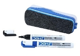 Doms Magnetic White Board Duster with 2 white Board Pen ( Black & Blue )