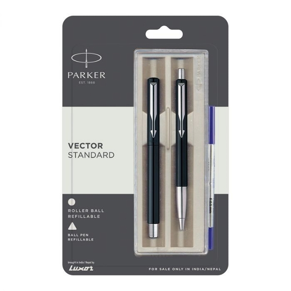 Parker Vector Standard Roller Pen & Ball Pen  Black Colour Body