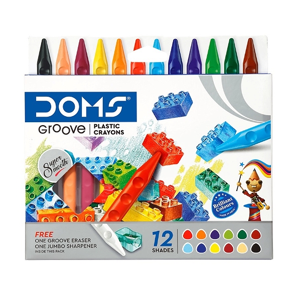 Doms Groove Plastic Crayons 12 Shades  - 5