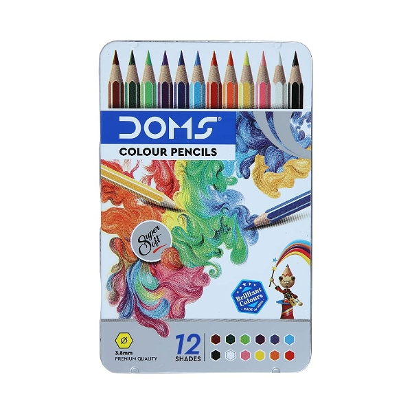 Doms Colour Pencil Flat Tin Pack 12 Shades