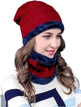 2in1 Woolen Cap - Red