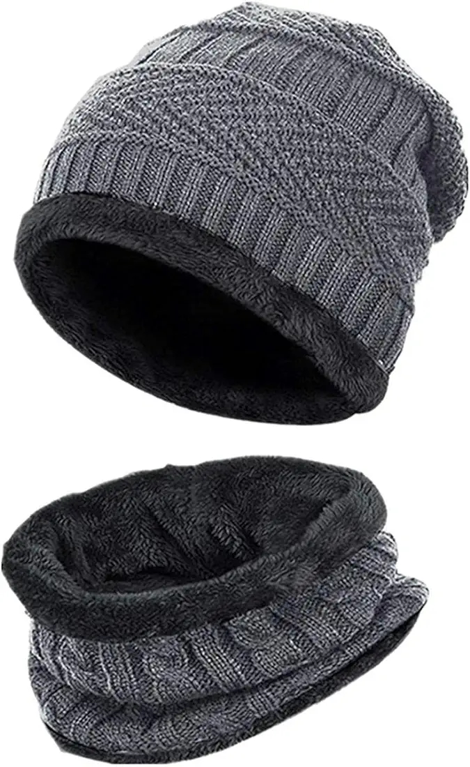 2in1 Woolen Cap - Gray