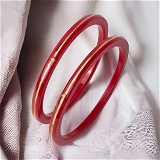 TRJ MAHALAXMI RED POLA EXTRA LITES HUID HALLMARK 916 22KT GOLD POLA BADHANO BANGLES (LAMINATED) 1 PAIR APPROX. WGT: 0.085 GM. (NON EXCHANGEABLE) WITH PURITY SMART CARD - 23 (2/3)
