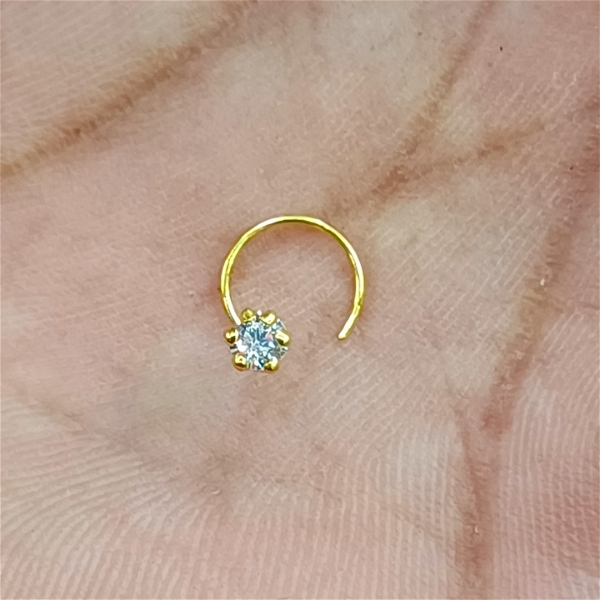 TRJ 3MM KDM GOLD NOSPIN WITH CZ STONE.