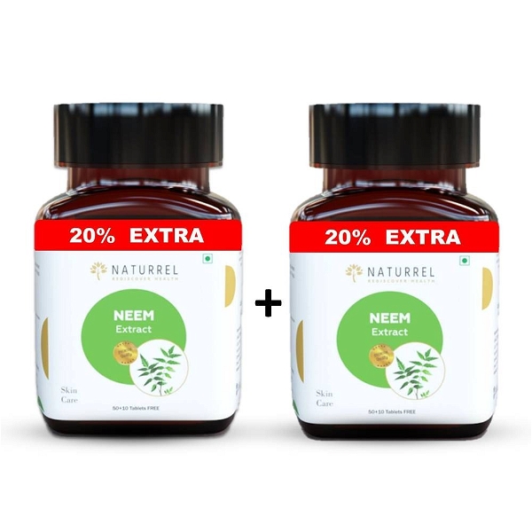 Neem Extract Tablets - A known Ayurvedic Herb for Healthy Skin & Hair- Natural Extracts of Neem Supports Healthy Sugar Levels - 120 Tablets (Pack Of 2)