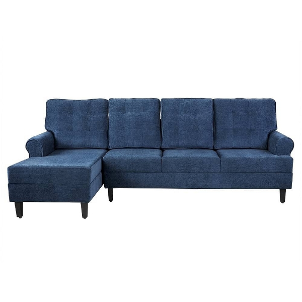 werfo Dream L Shape Sofa Set (3 Seater + Left Aligned Chaise) Sectional, Set (3 Seater + Left Aligned Chaise), Malphino Cobalt Blue