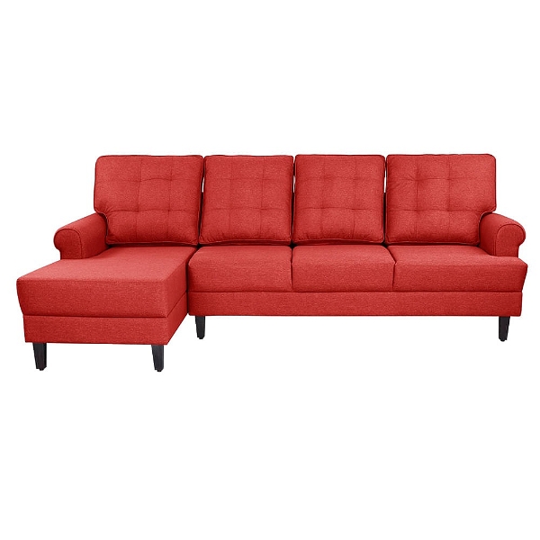 Werfo Dream L - Shape Sofa Set (3 Seater + Left Aligned Chaise) - Omega Red Sectional, Set (3 Seater + Left Aligned Chaise), Omega Red