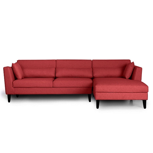 Werfo Lewis  L Shape Sofa Set (3 Seater + Right Aligned Chaise) Omega Red