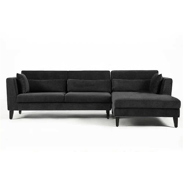 Werfo Lewis L Shape Sofa Set (3 Seater + Right Aligned Chaise) - Velvet Space Grey