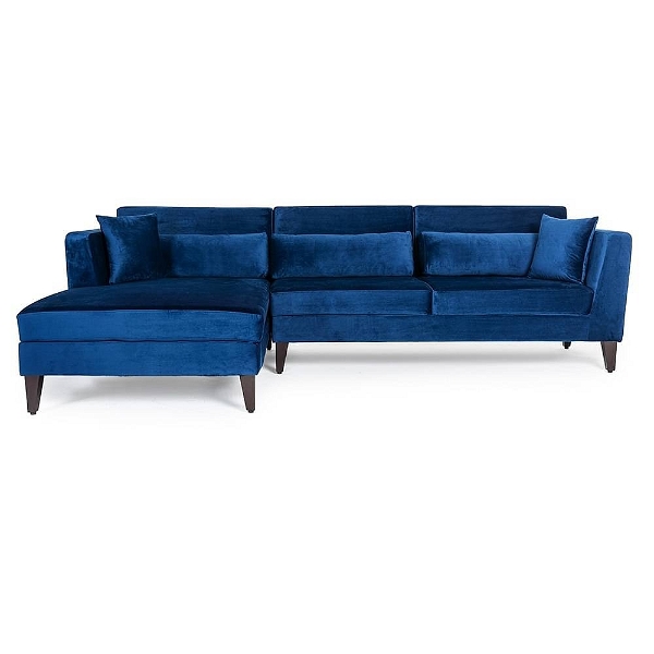 9403 Lewis L Shape Sofa Set (3 Seater + Left Aligned Chaise) - Velvet Blue