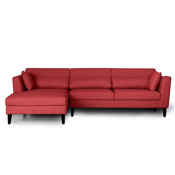 Werfo Lewis L Shape Sofa Set (3 Seater + Left Aligned Chaise) Omega Red Sectional, Set (3 Seater + Left Aligned Chaise), Omega Red