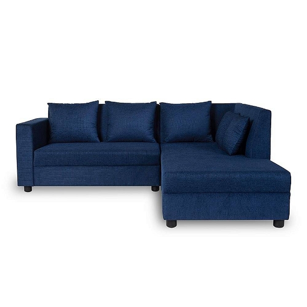 Knoll L Shape 5 Seater Sofa Set (2 Seater + Right Aligned Chaise) Sectional, Set (2 Seater + Right Aligned Chaise), Dark Blue