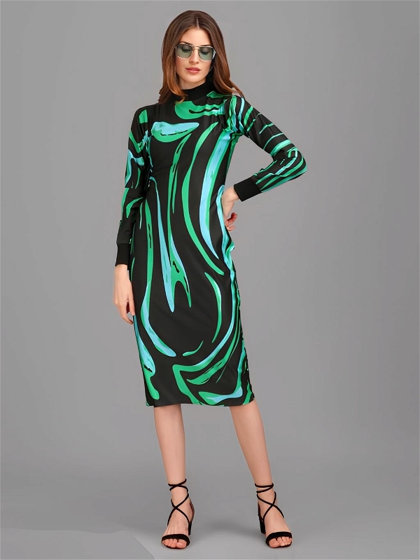 Bodycon Dress - Multicolor, XXL, Free