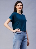 Polyester Crop Top - Teal, S, Free