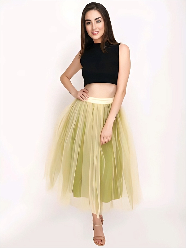 Double layer Skirt - Wheat, 32, Free