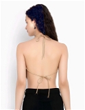 Sexy Unique Triangle Backless Top - Tequila, L, Free