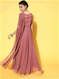 Indo Western Maxi Dress - New York Pink, S, Free