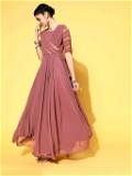 Indo Western Maxi Dress - New York Pink, S, Free