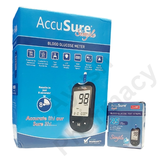 Accusure Simple Blood Glucose Monitor with 25 Strips