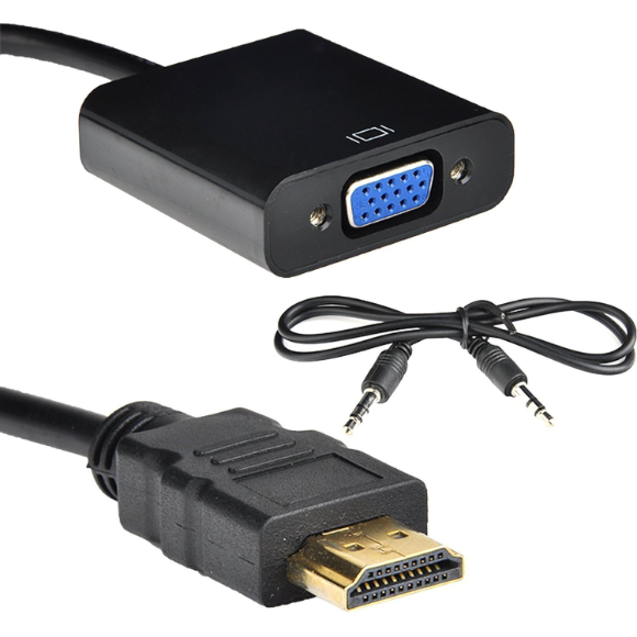 Premium HDMI to VGA 1080P HDMI Male to VGA Female Video Converter Adapter Cable for PC Laptop HDTV Projectors and More Devices with HDMI Input (Black)
