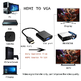 Premium HDMI to VGA 1080P HDMI Male to VGA Female Video Converter Adapter Cable for PC Laptop HDTV Projectors and More Devices with HDMI Input (Black)