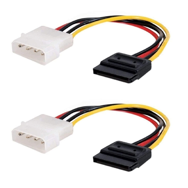 Angel E-Commerce 4 Pin Molex To Sata Power Cable Adapter For Server (Multicolour) -Pack Of 2
