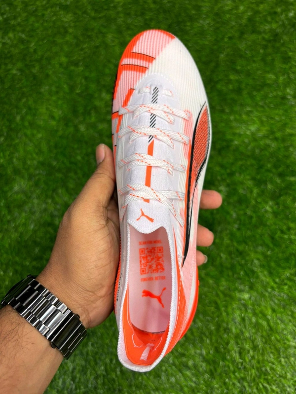 Ultra Ultimate White And Orange FG With Lace  - 7.5