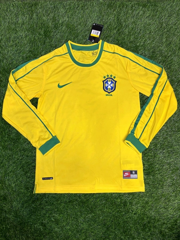 Retro Brazil 1998 World Cup Jersey Full Sleeve  - M