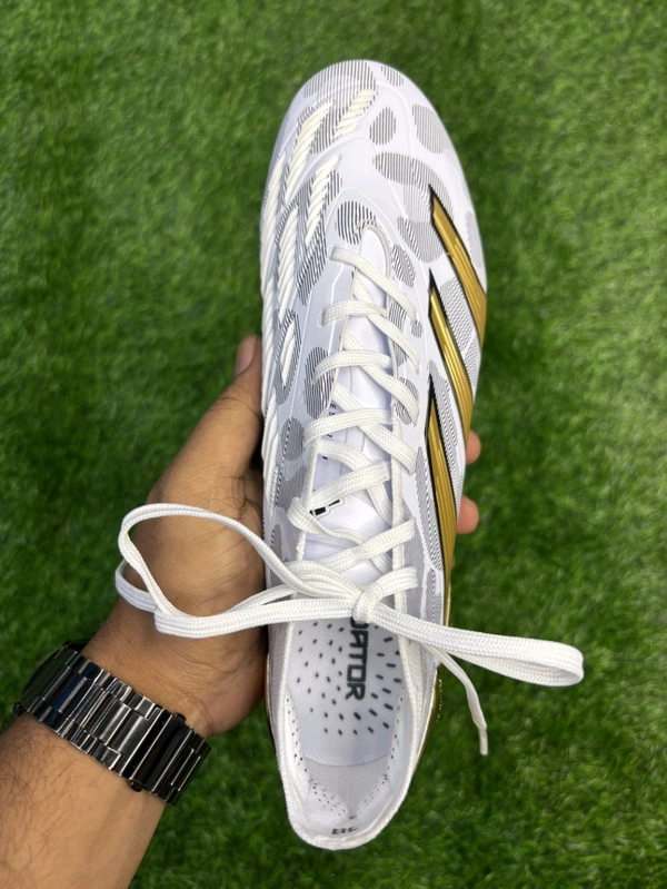 Predator Grey And Gold Colour FG With Lace  - 7.5