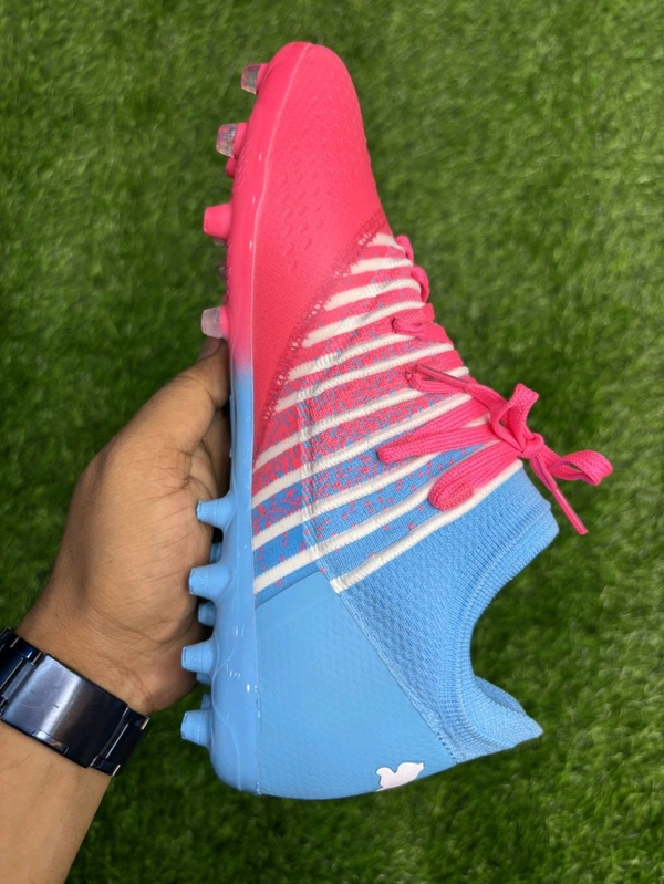 Future Pink And Blue Colour FG+AG Multi Ground Boot With Lace  - 7.5
