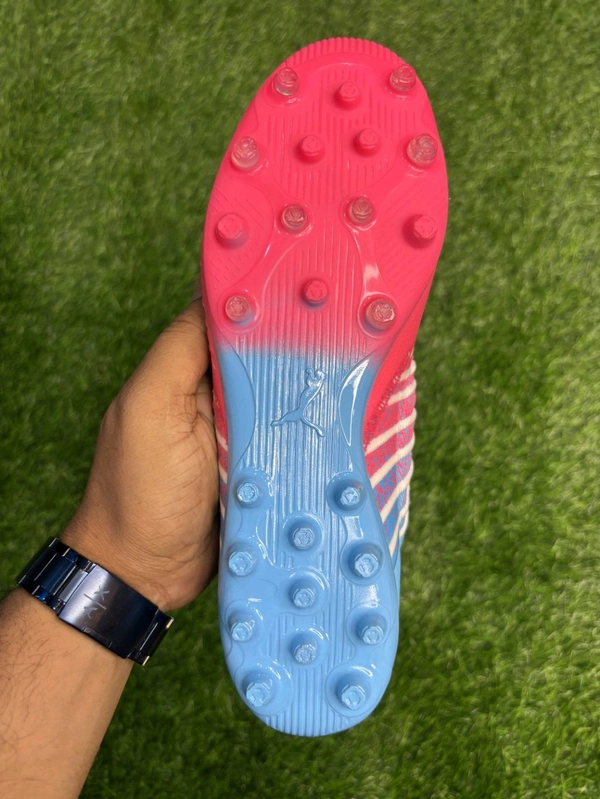 Future Pink And Blue Colour FG+AG Multi Ground Boot With Lace  - 7.5
