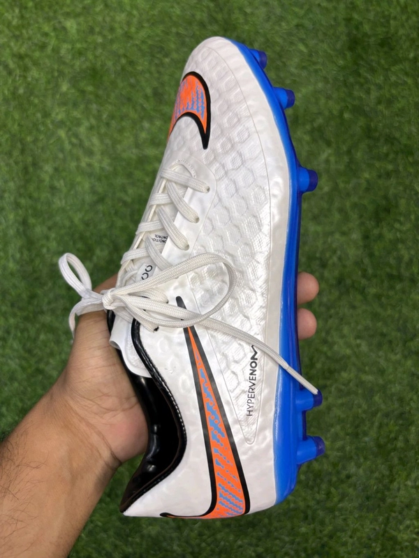 Hypervenom Phantom White Blue FG Low-top With Lace  - 7.5